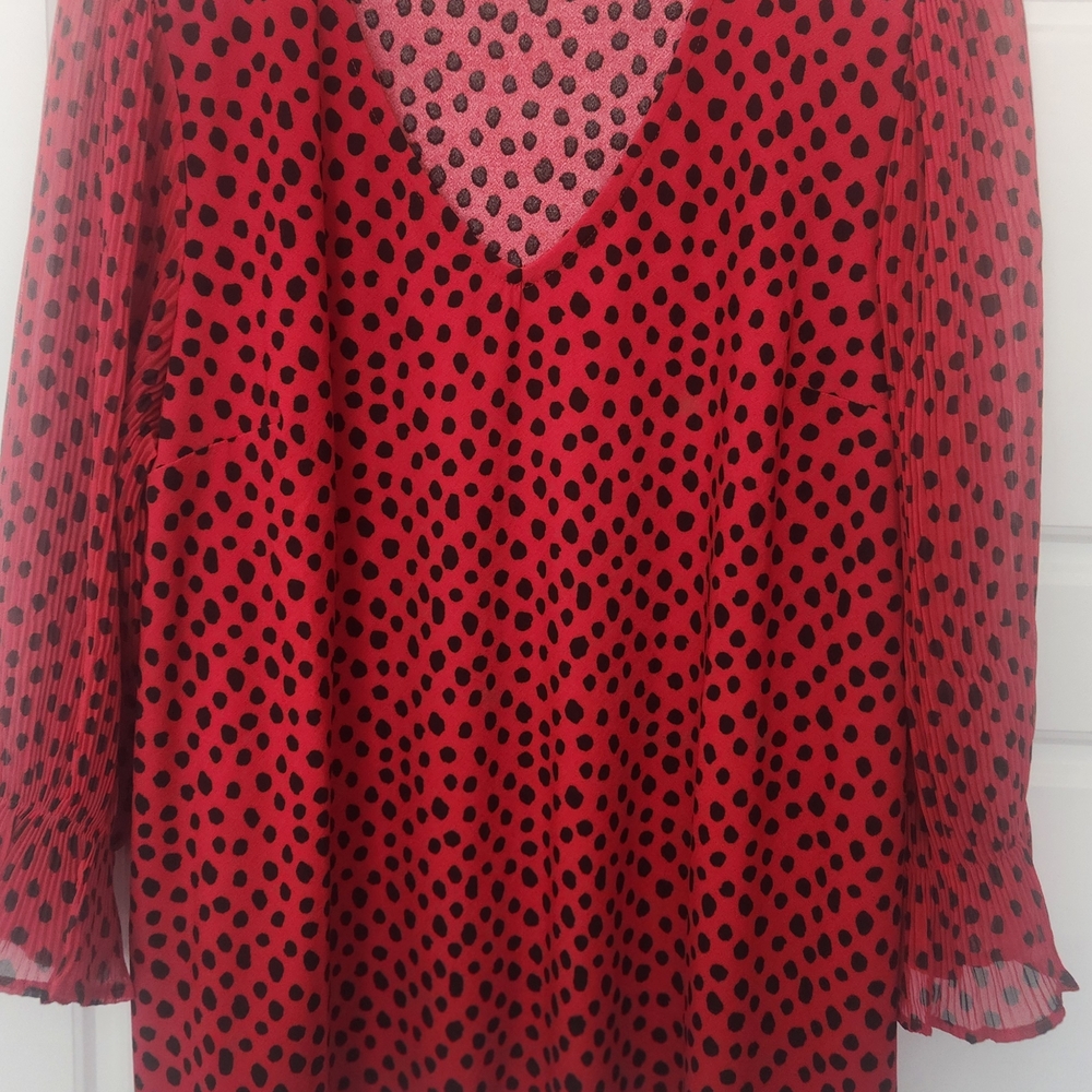 Cato Scarlet and Ebony Dotted Blouse